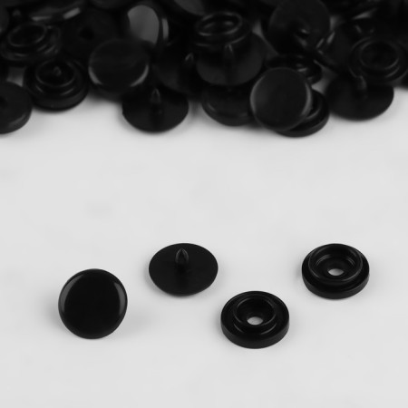 Plastic button, d = 10 mm, black color-1