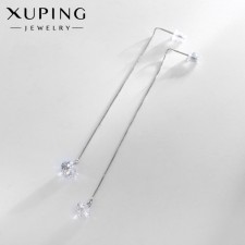 Серьги со стразами XUPING протяжки, утончённость, цвет белый в серебре