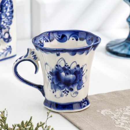Mug "bell", 120 ml, 8 cm, gzhel, porcelain