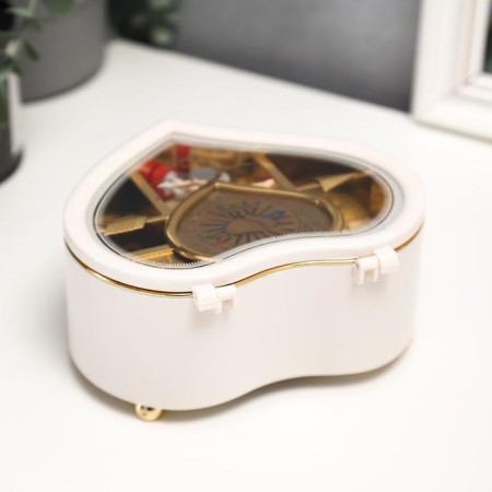 Musical Mechanical Casket "White Heart" 15.5x14x7.5 cm-4