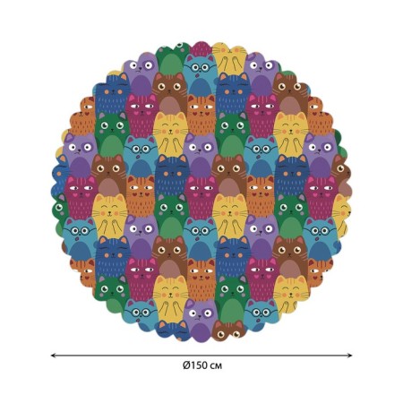 The tablecloth “Bright colored cats”, round, Saten, d = 150 cm-1