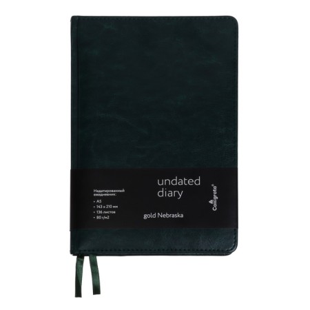 Delivery of a low -end A5, 136 sheets in a ruler, leatherette "Nebraska", gold cut, green
