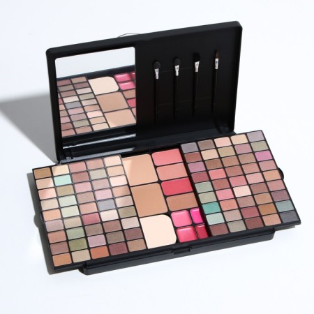 Professional set for makeup (eyelid shadows, proofreaders, blush, lip gloss)
