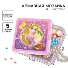 Diamond mosaic on a box, 14x14 cm, princesses