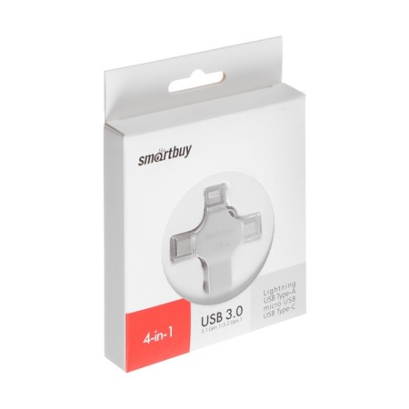 Flash drive Smartbuy MC15 Metal Quad, 4-In-1 OTG, 128 GB, USB3.0, Type-C, Microusb, Lightning-1