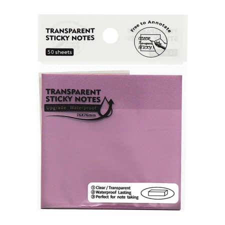 Block with a sticky edge of 76mm x 76mm 50l plastic transparent purple mother-3