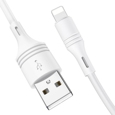 Cable Borofone BX43, Lightning - USB, 2.4 A, 1 m, PVC braid, white-3