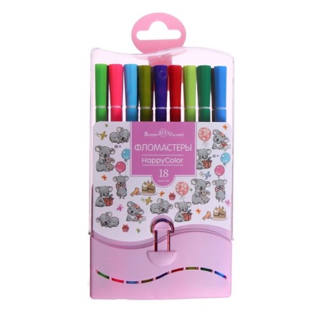 Fleeters of 18 flowers Happycolor, on water -based, in plastic pencil case, mix-8