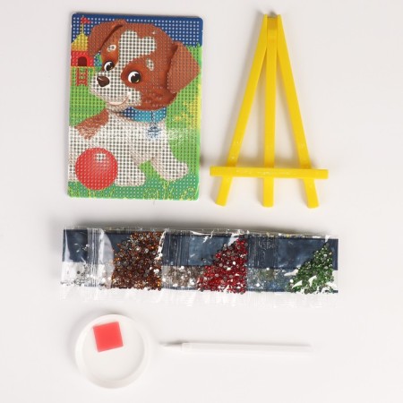 Diamond mosaic with partial filling on the stand for children "Funny Dog"-5