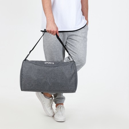Sports bag with lightning, long belt, gray color-5