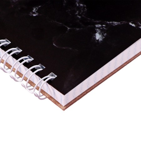 Notepad A5, 80 sheets in a cage, on the crest "Black Marble", a solid substrate, cover coated cardboard, block 60g/m2-1