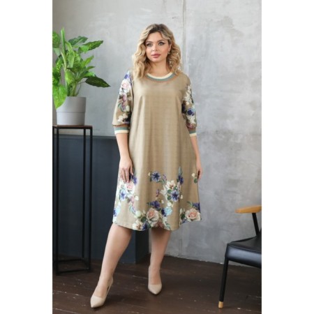 Female dress, size 52, beige color-11