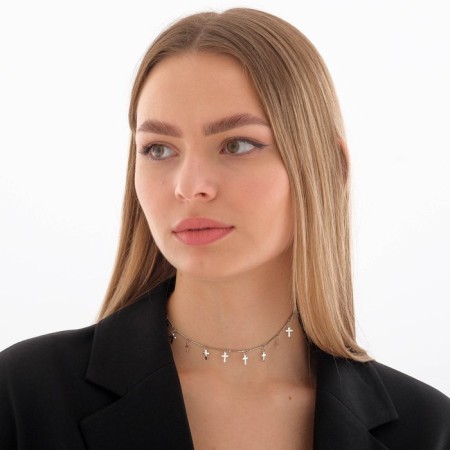 Metallica chocker crosses, silver color, l = 30 cm-4