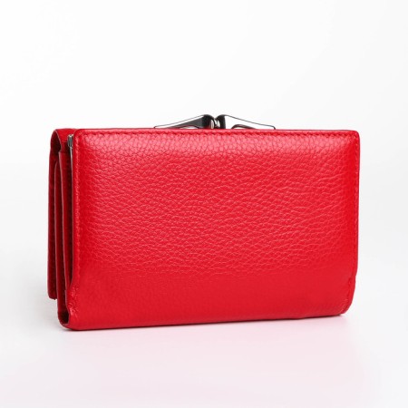 Women's wallet on the button, red color-1