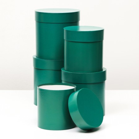 A set of round boxes 5 in 1 gloss emerald, 20*20.19*19.18*18,16*16,15*15-1