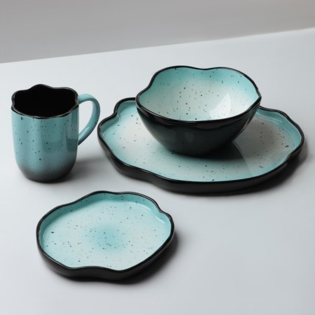 Poramine ceramic uneven edge "Blue", 27 cm, blue color-9