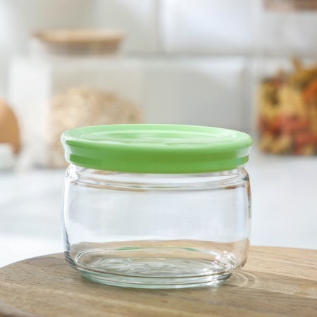 Bank for bulk products Cesni, 420 ml, green plastic lid