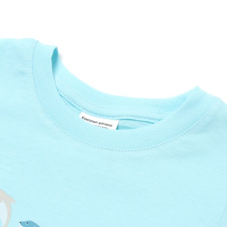 T-shirt for the boy "Whales", blue color, height 122-128 cm-1