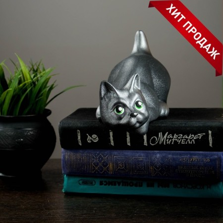 Figure "Cat Zagrok" Black/silver 11x9x18cm