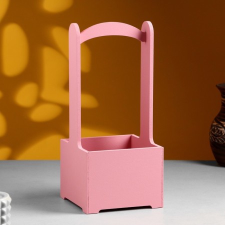 Kashpo - wooden box 13.5x13.5x30 cm pink coral