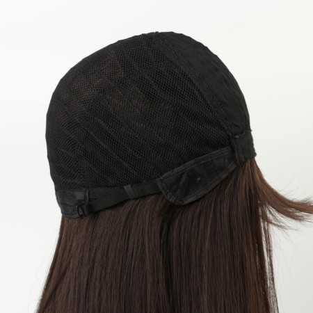 Artificial wig, with a bang, imitation of the skin, 60 cm, brown-5