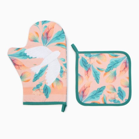 Set of kitchen. Ethel "Bird" mittens-seizure 20x28cm, 19x19cm tack, 100% HL-1