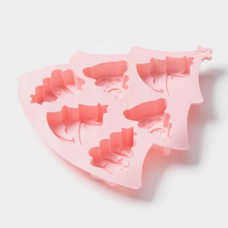 Baking uniform “Christmas trees”, silicone, 22 × 20.6 × 2.5 cm, 6 cells, pink color-2