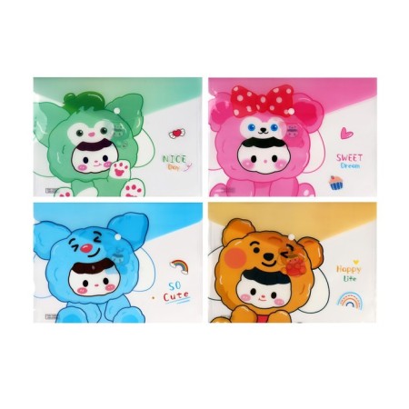 Folder-convert on the button, A4, 180 microns, "Cuties", mix