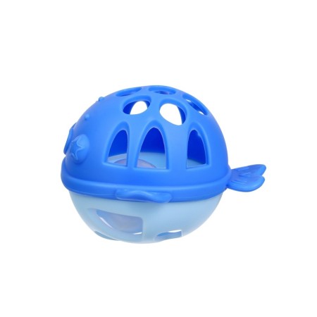 Silicone teether for teeth with a rattle "Fish", in the case, blue color, crumb I-8