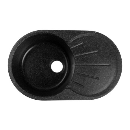 Sin for a kitchen made of stone Zein 110/Q4, 730 x 450 mm, oval, overflow, black color-3