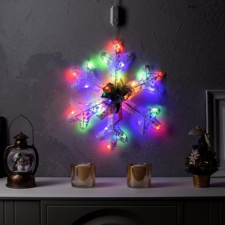 LED figure "Snowflake" 30 cm, metal, 220 V, glow of multi