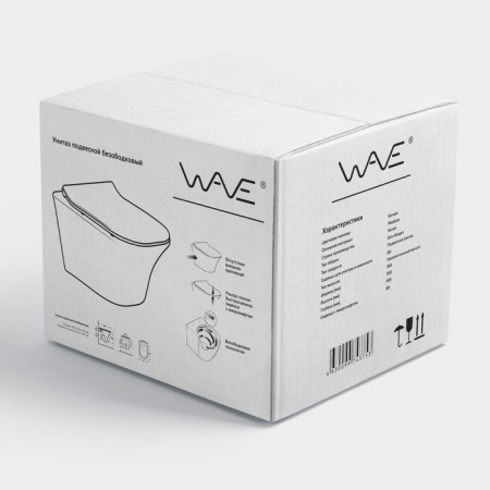 Унитаз подвесной WAVE QUADRO, сиденье дюропласт с микролифтом, безободковый, белый, (XL)-8