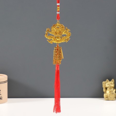 Plastic suspension, textiles "Golden Dragon and scores - for wealth" 2x7.5x38 cm