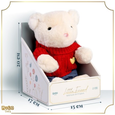 Soft toy "Little Friend", New Year's bear in a red sweater-1