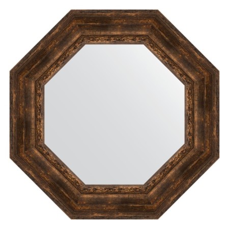 Mirror in a baguette frame, an aged tree with an ornament of 120 mm, 72.6x72.6 cm