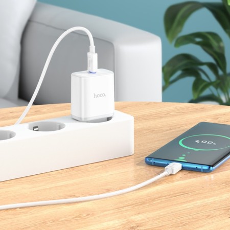Network charger Hoco C104A, 1 Type-C, Type-C cable-Type-C, 1 m, white-6