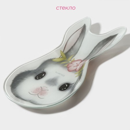 Glass Serving shares "Flower Rabbit", 21 × 13.5 × 1.8 cm-1