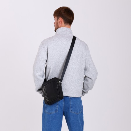 Male bag, Fidelio Largo, genuine leather, black color-6