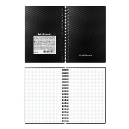 Notebook A6 (102 x 146 mm), 80 sheets in a cage on a spiral Erichkrause Total Black, plastic cover, offset block, white 100%, black-1