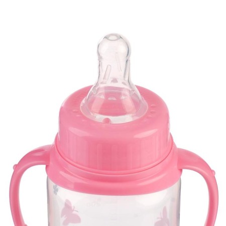 A bottle for feeding “My first bottle”, a classic throat, with handles, 250 ml., 0 months, pink color-8