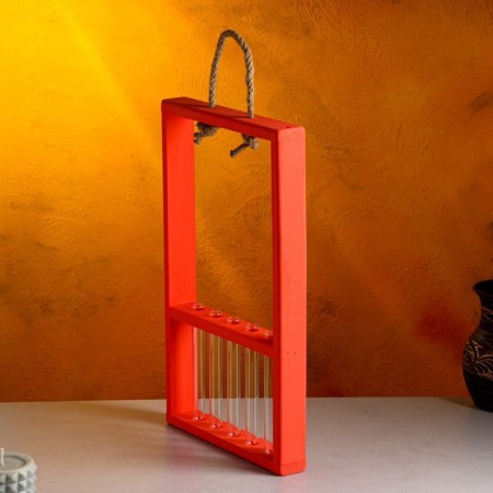 Kashpo wooden 26 × 5 × 40 cm with 5 flasks 15 cm "Extra Slim frame", red give beautifully-2