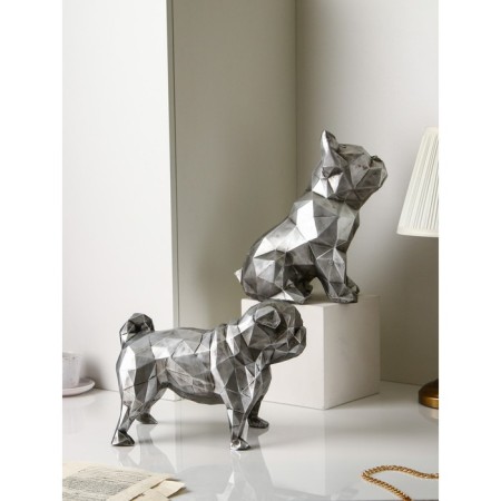 A set of figures "Bulldog", geometry, polystone, 34 cm, silver color-3