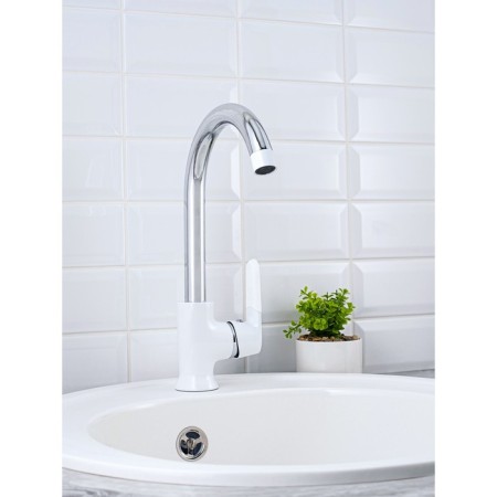 Kitchen mixer "RMS" SL123W-017F, single-leaf, cartridge 35 mm, white/chrome-2