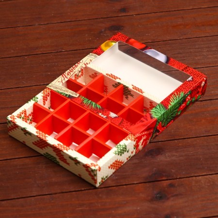 New Year. Box of 16 sweets, 17.7x17.7x3.8 cm, confectionery packaging-3