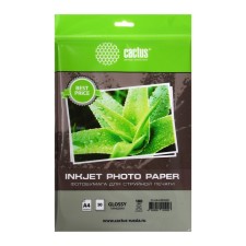 Photo paper for jet print A4, 50 sheets Cactus, 180 g/m2, one -sided, glossy, in the bag