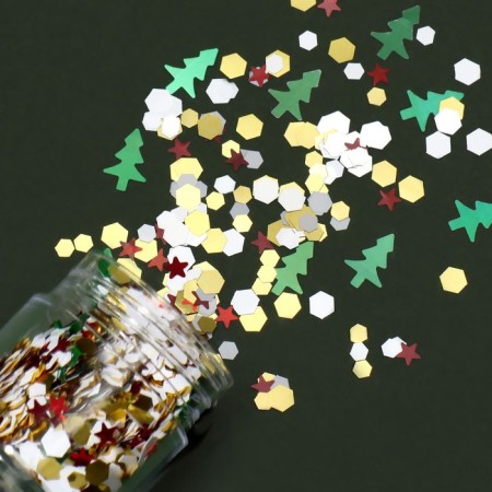Sequins for decor, "New Year", golden/red/silver color