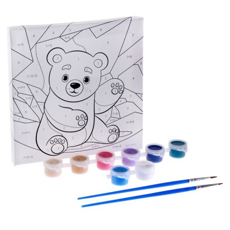 Picture on numbers for children "White Bear", 15 x 15 cm-1