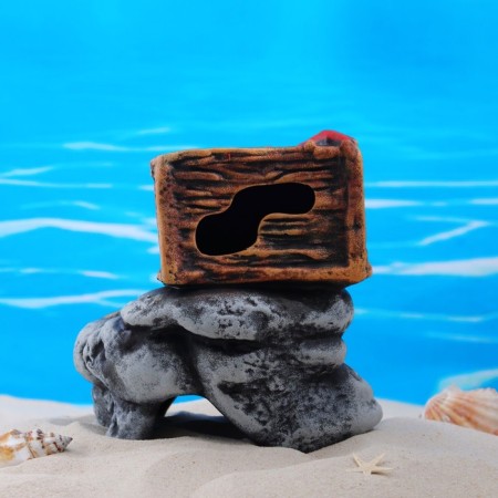 Decor for the Aquarium "Stand with Gold", ceramic, 22 x 15.5 x 15 cm-4