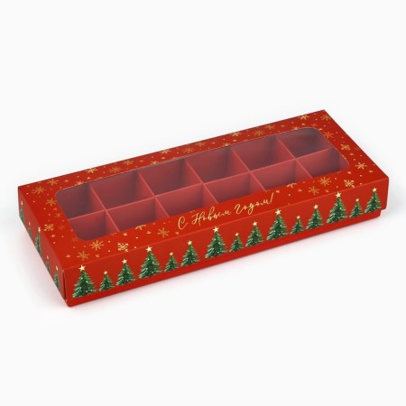 Folding box under 12 sweets "Christmas tree", 3.8 x 10.5 x 26.5 cm, New Year-1