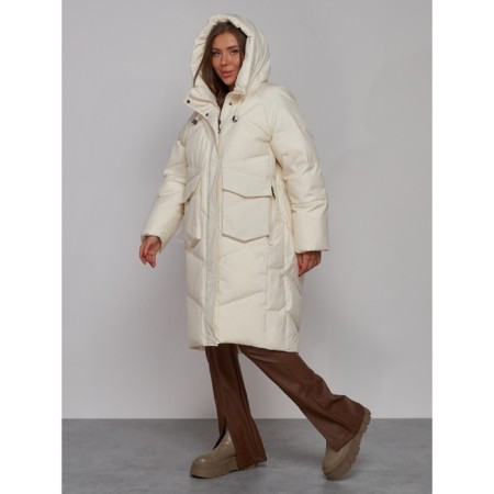Coat insulated winter female, size 50, beige color-4